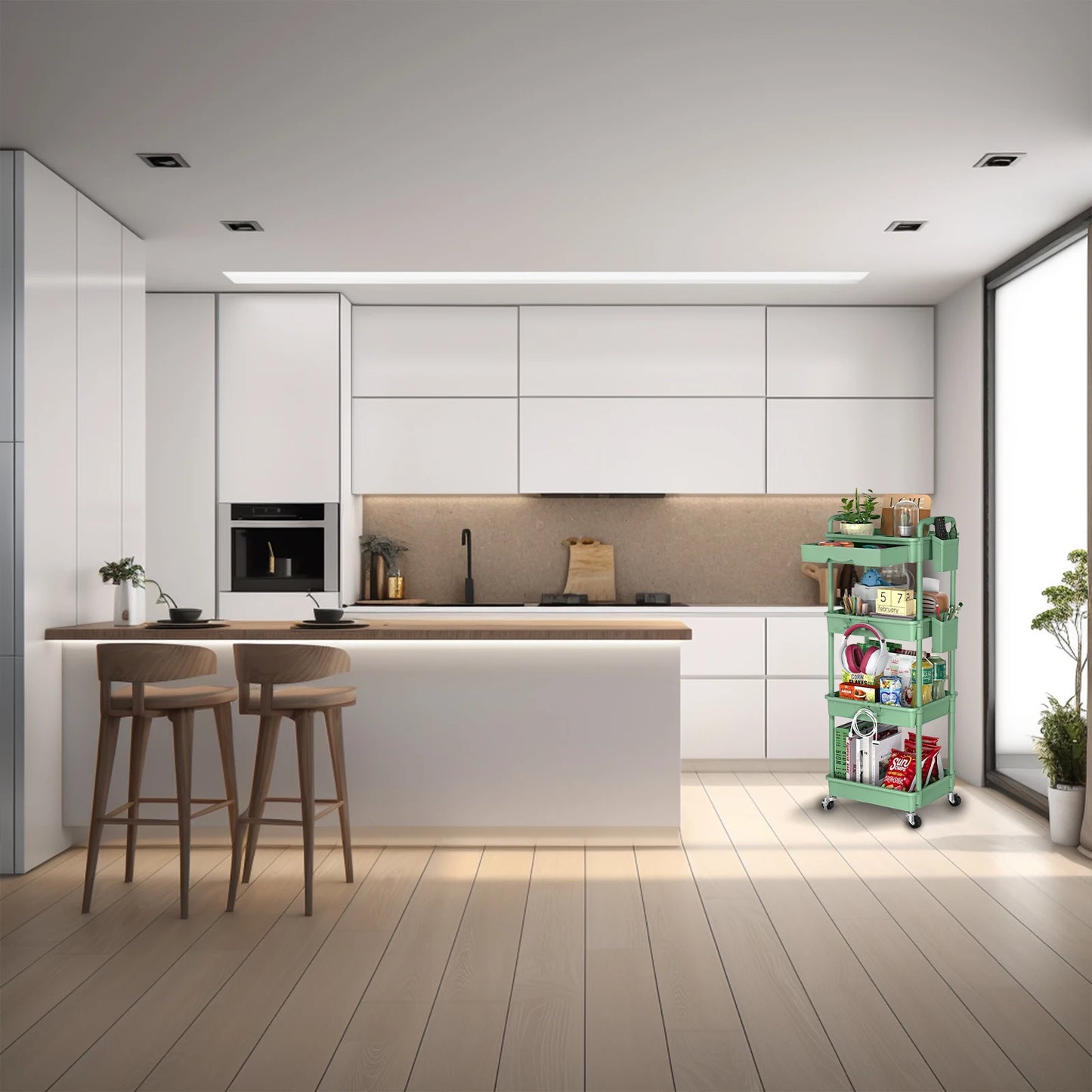 4-Tier Rolling Utility Cart with Drawer