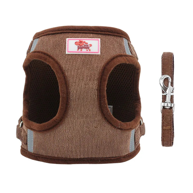 YUDODO Reflective Corduroy Dog Harness Set