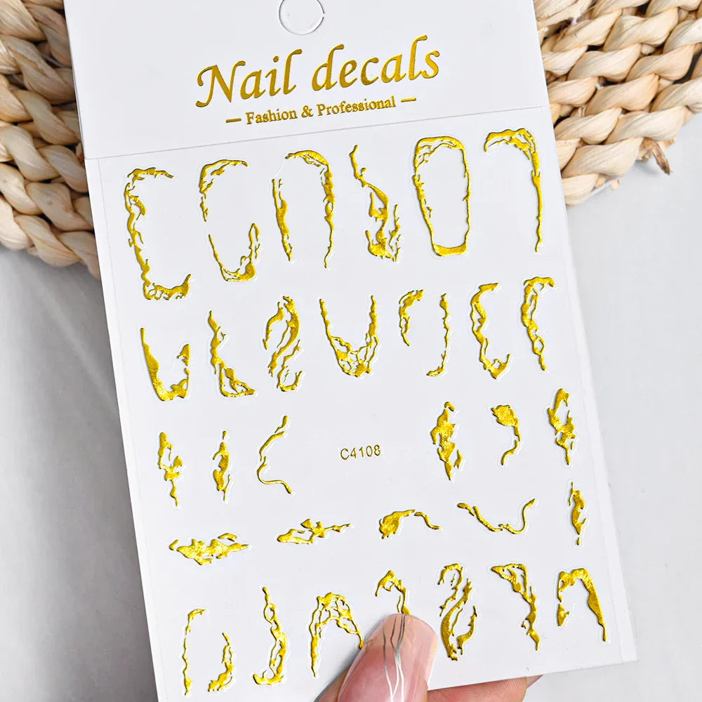 3D Metal Flame Nail Stickers