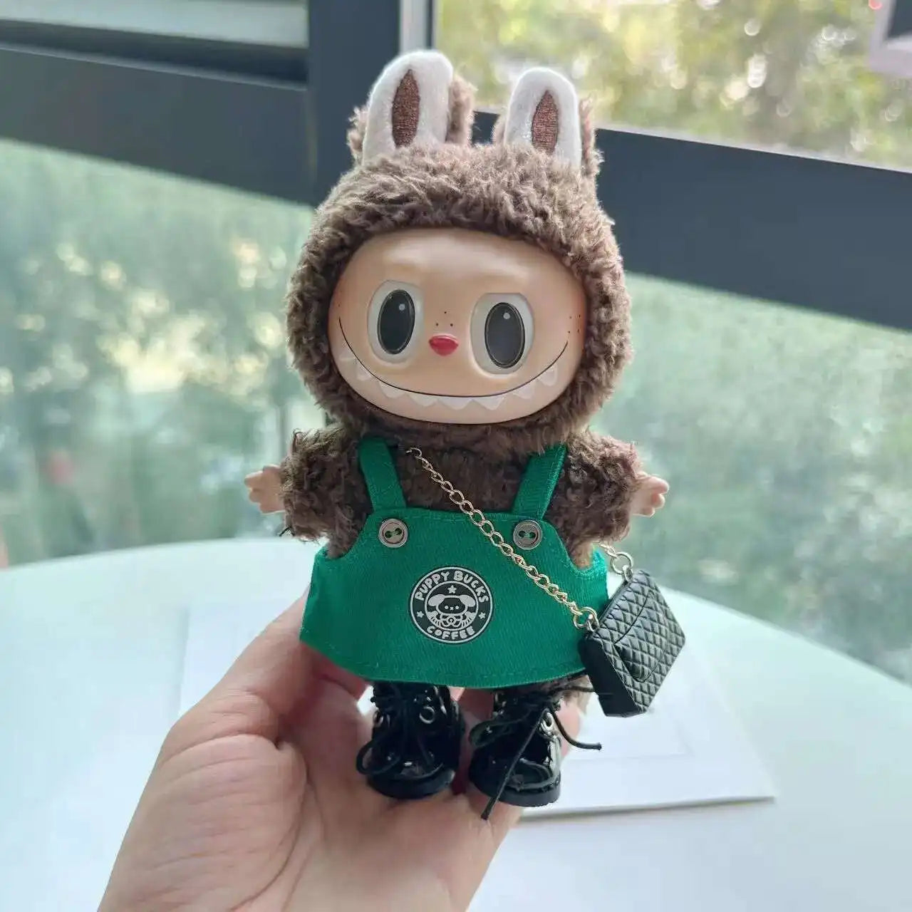 JUMEET Labubu Green Coffee Dress Set