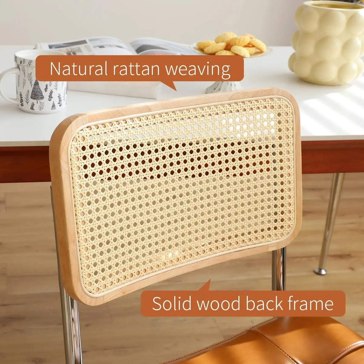 Modern Faux Leather Rattan Chairs