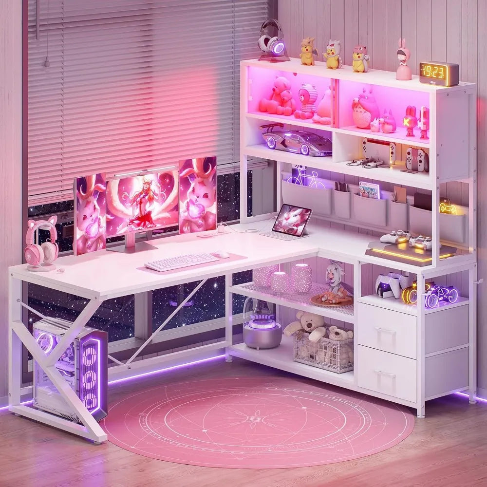 CHENGWEI L-Shaped LED Gaming Desk