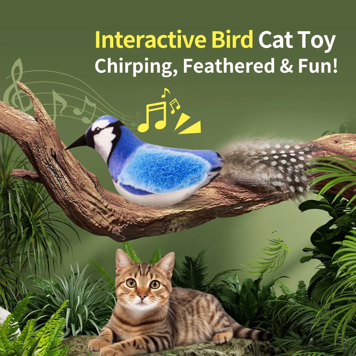 Realistic Chirping Bird Cat Toy