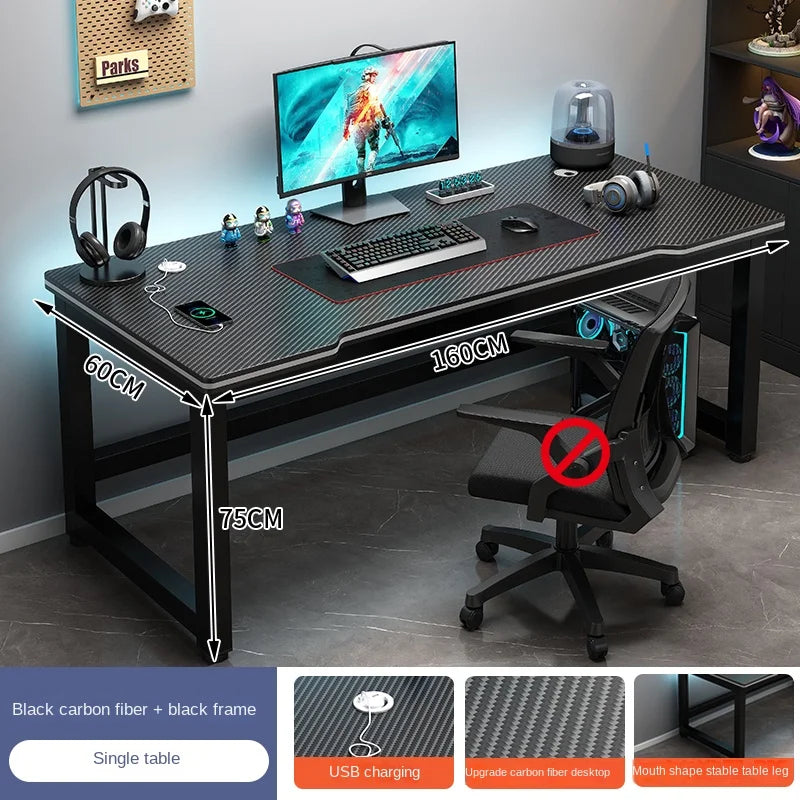 OLOEY European Black Metal Computer Desk