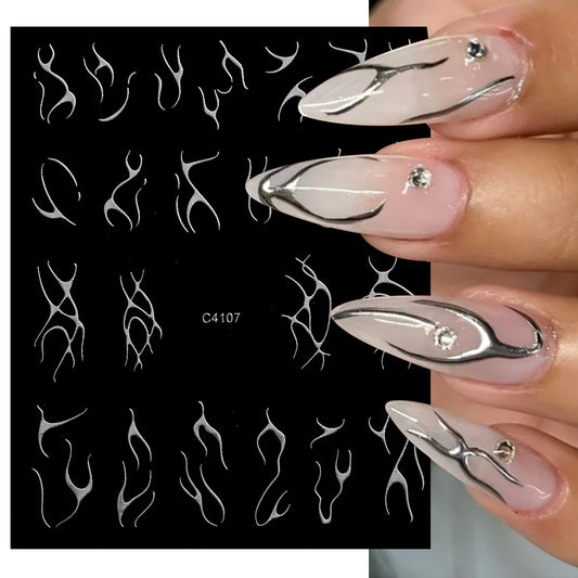 3D Metal Flame Nail Stickers