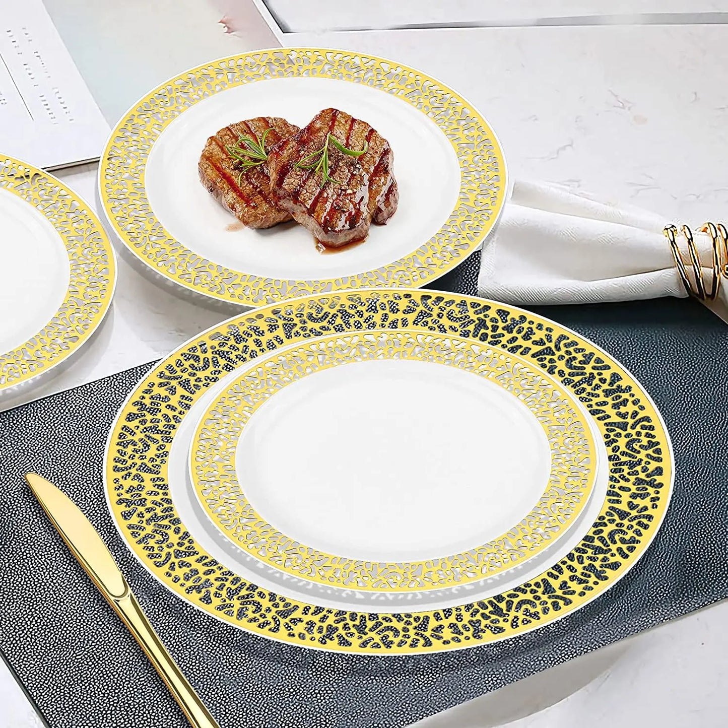 Gold Plastic Party Plate Set