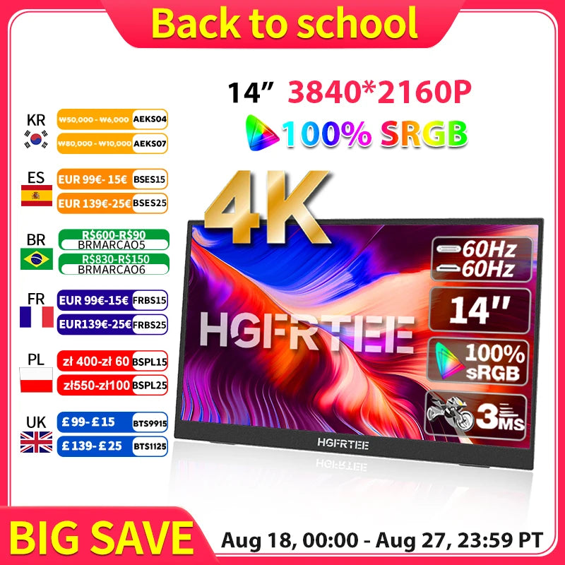 HGFRTEE 14" 4K Monitor