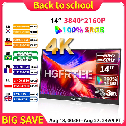 HGFRTEE 14" 4K Monitor