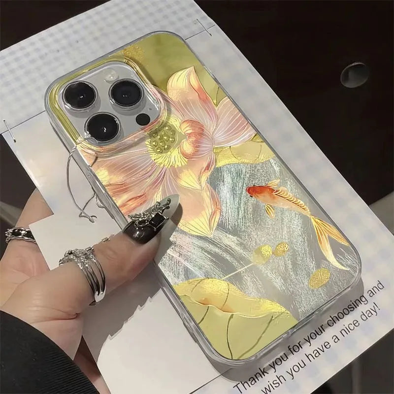 Golden Lotus Koi iPhone cover