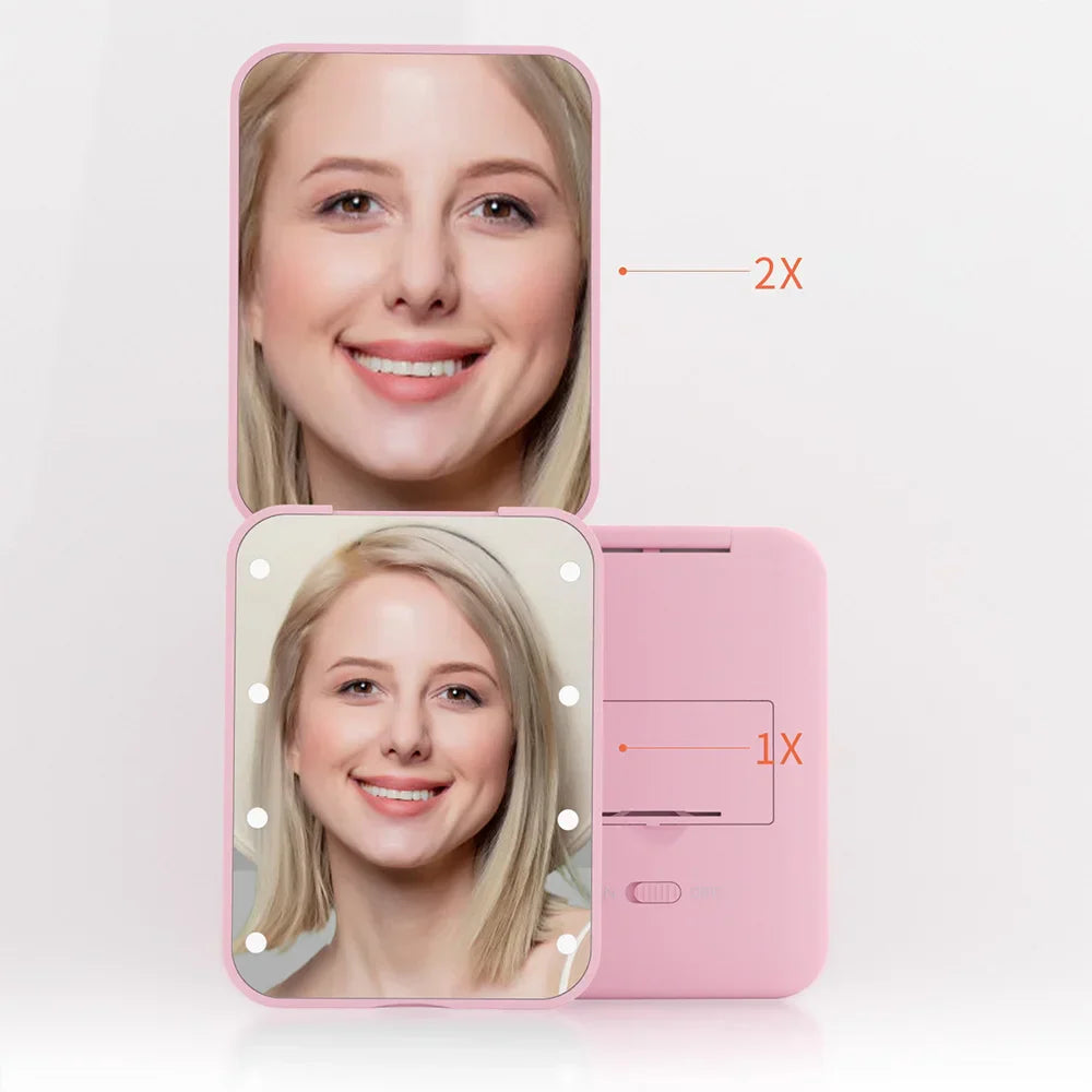 Portable Folding LED Makeup Mirror