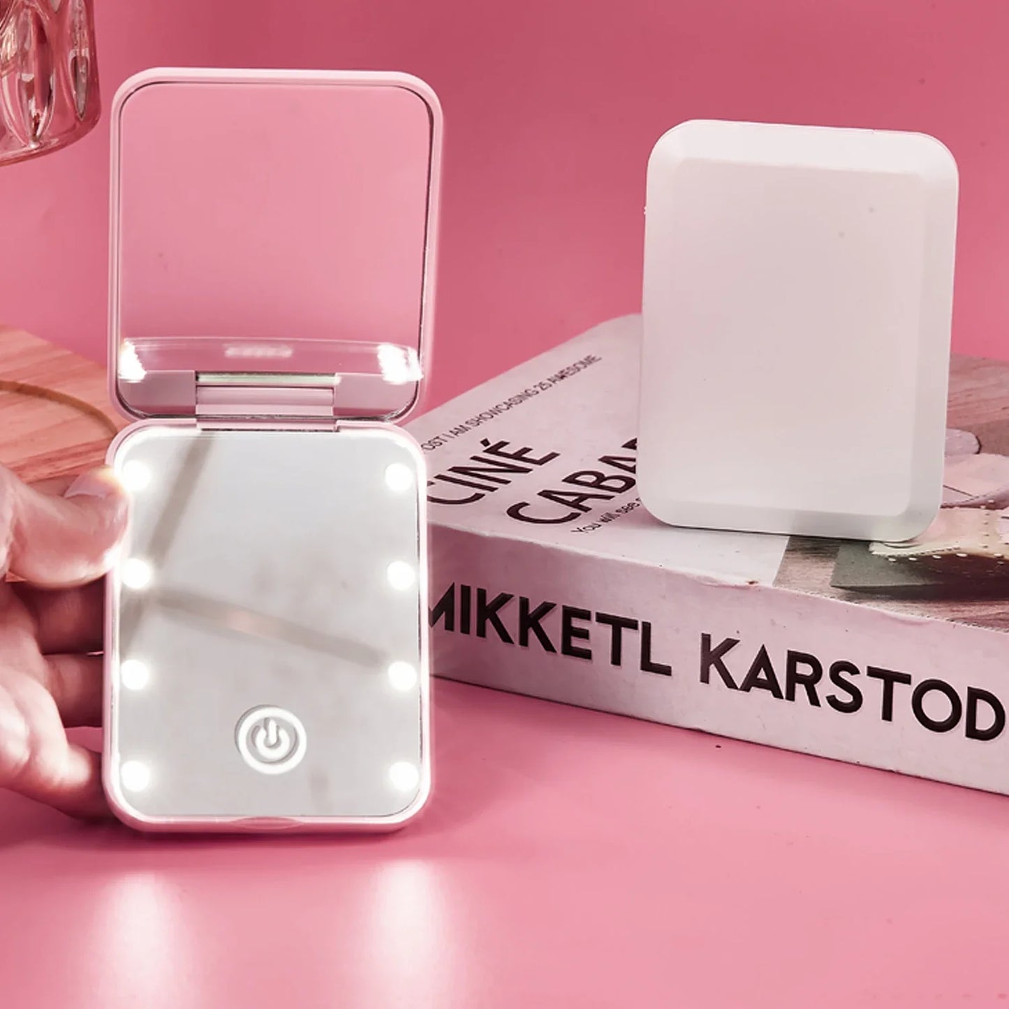 Compact Folding LED Makeup Mirror