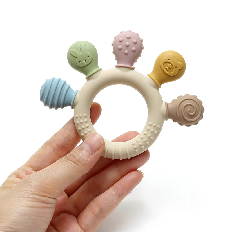 Multicolor Silicone Baby Teething Ring