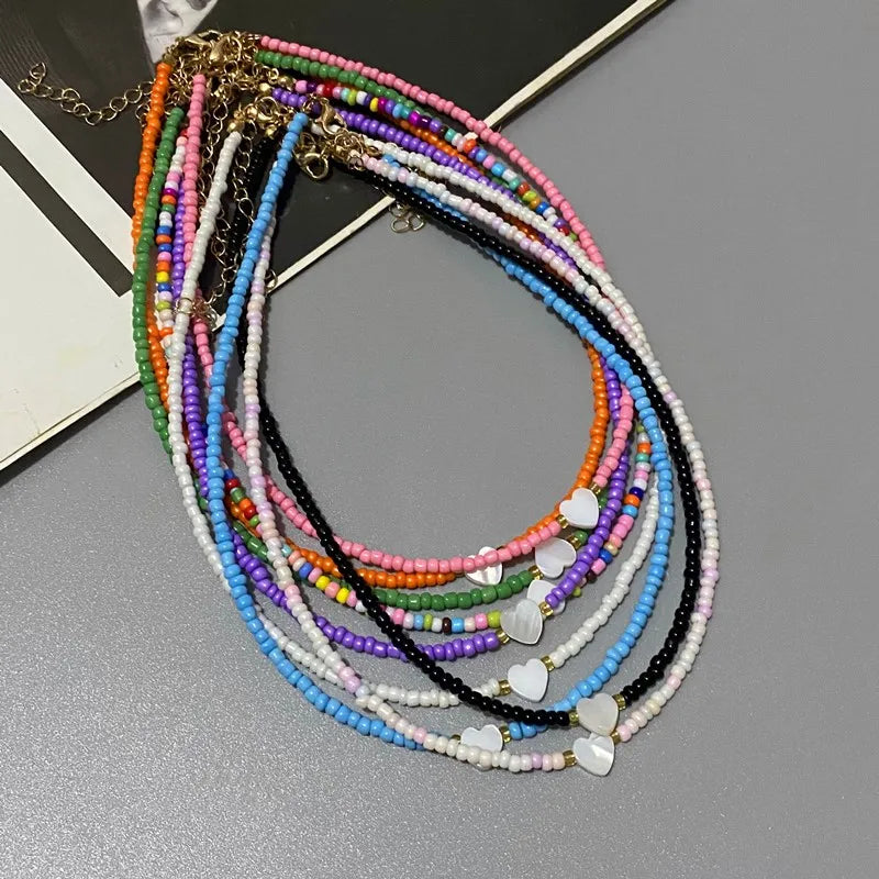 Colorful Shell Heart Choker