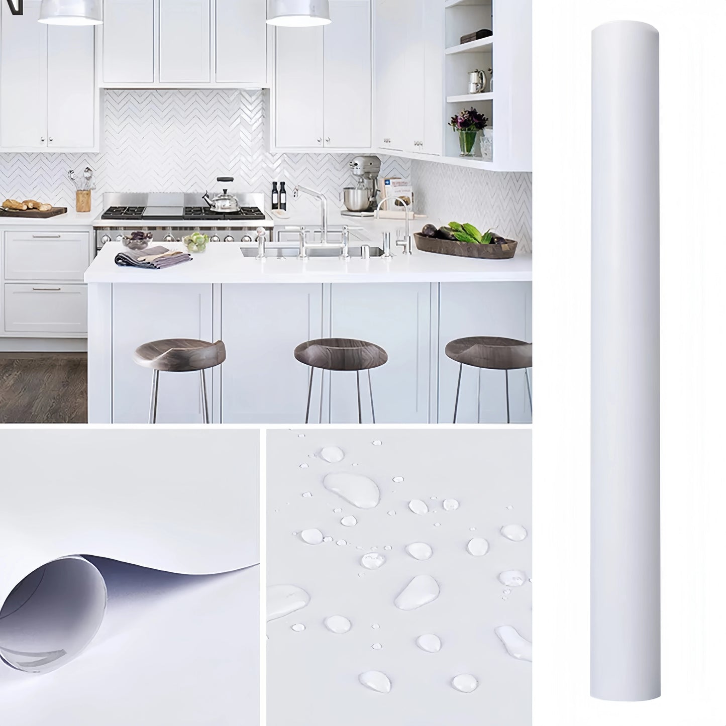 White Self-Adhesive Waterproof Wallpaper