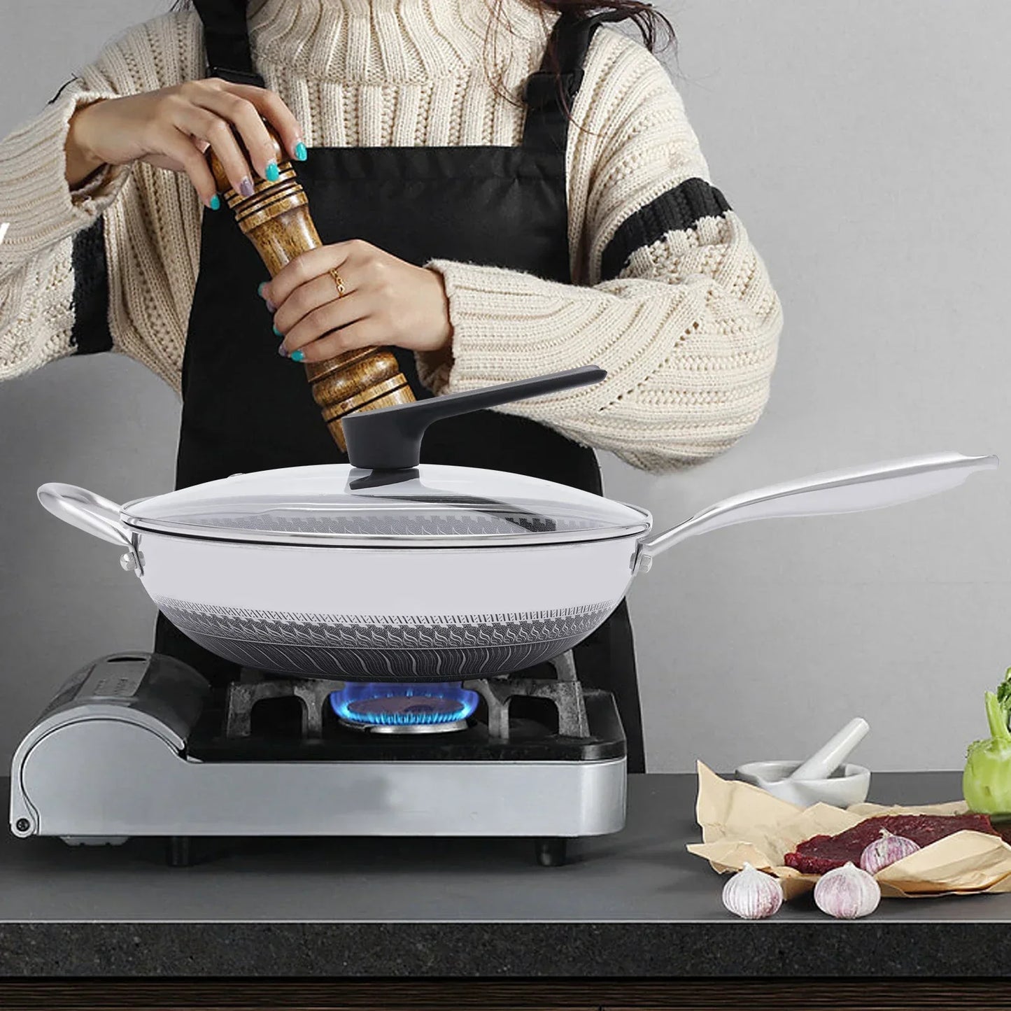 Non-Stick Honeycomb Wok Pan