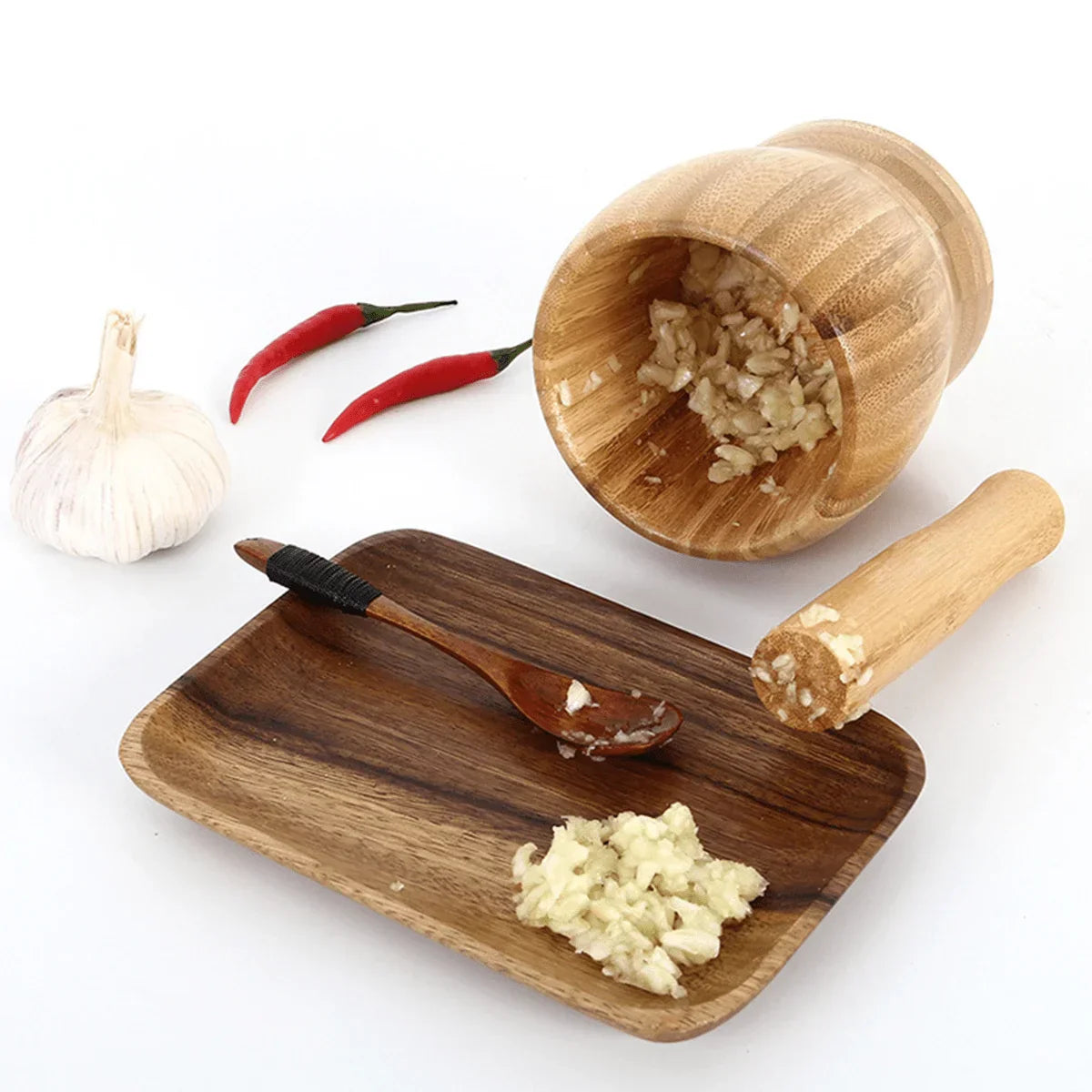 Leeseph Bamboo Mortar Set