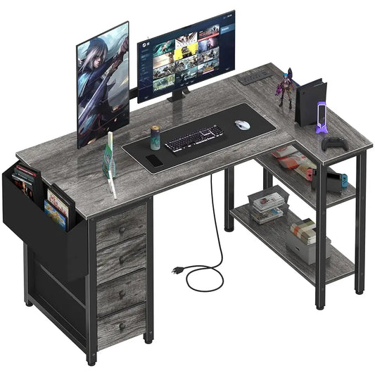 L-Shaped Computer Desk with Storage