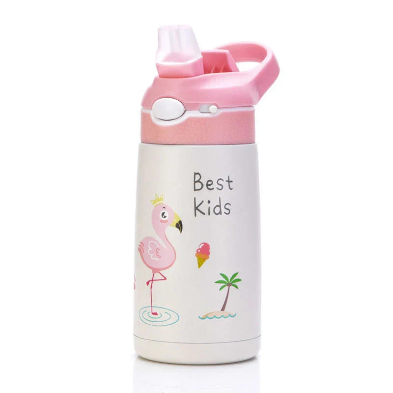 Kids Water Bottle Cartoon Animal With Straw