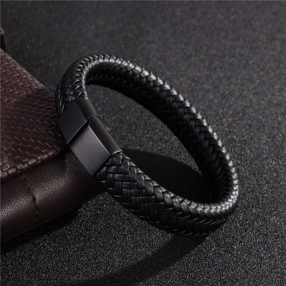 Men's Black PU Leather Bracelet