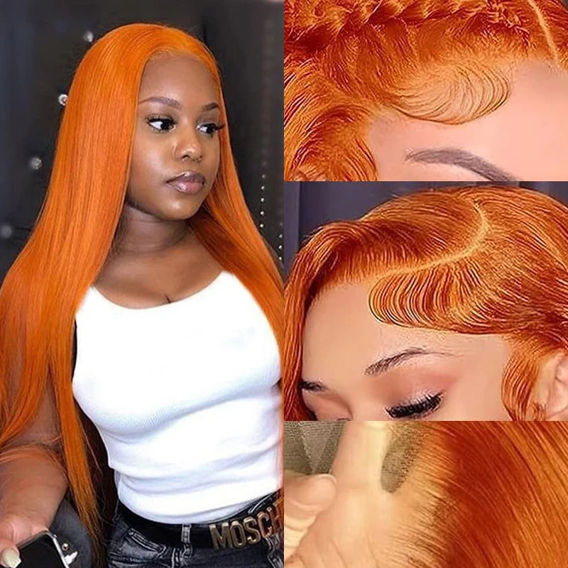 Orange Ginger Straight Lace Wig