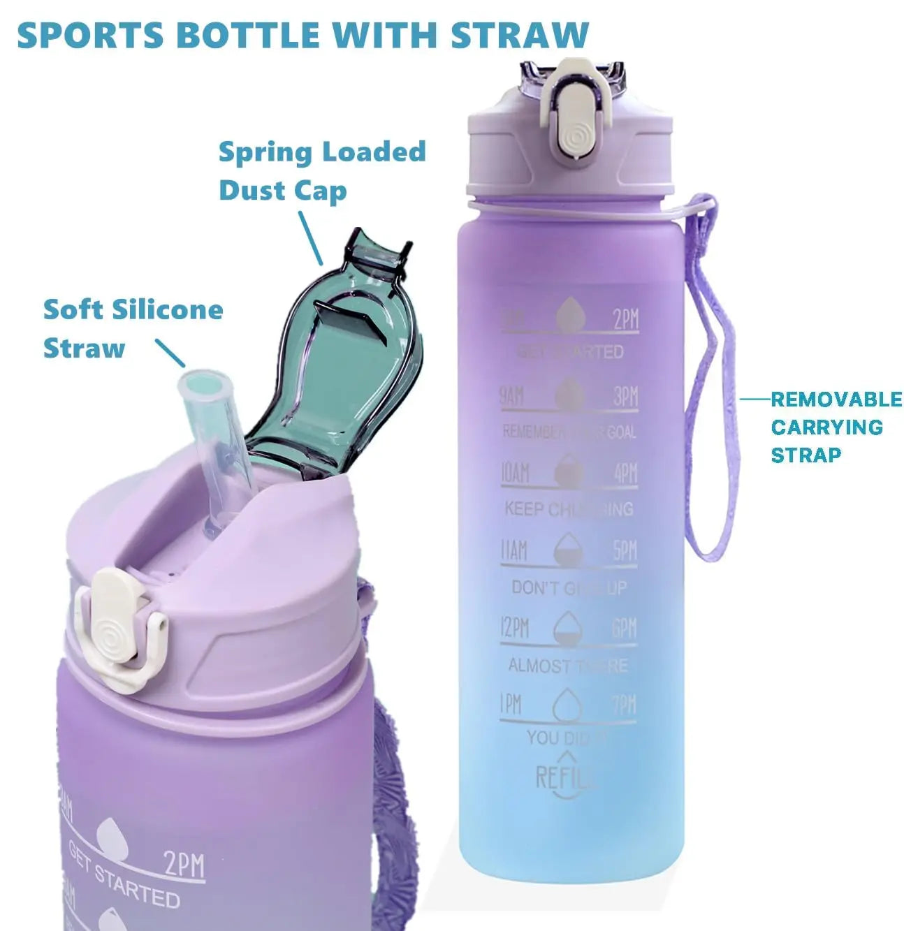 24 OZ BPA Free Water Bottle with Carrying Strap