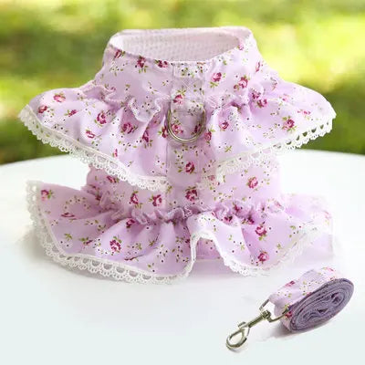 KAJIPET Lace Floral Pet Harness Set