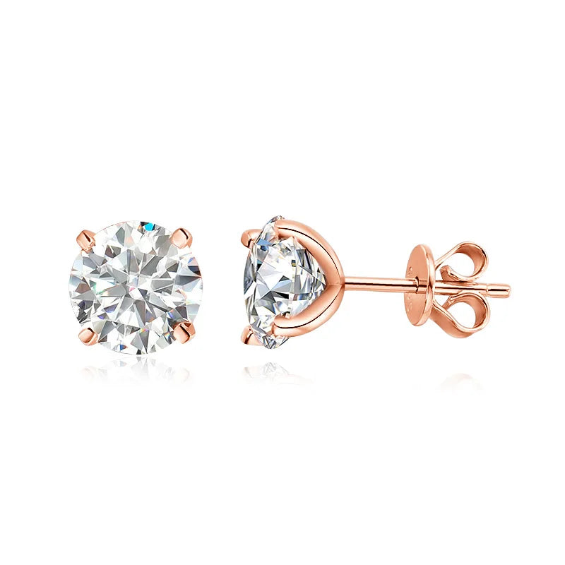 Rose Gold Moissanite Stud Earrings
