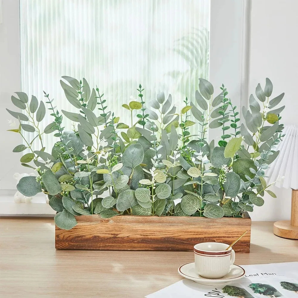 Artificial Eucalyptus Leaves Stems Set