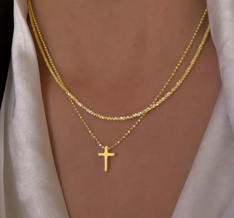 Silver Sparkling Clavicle Chain Necklace