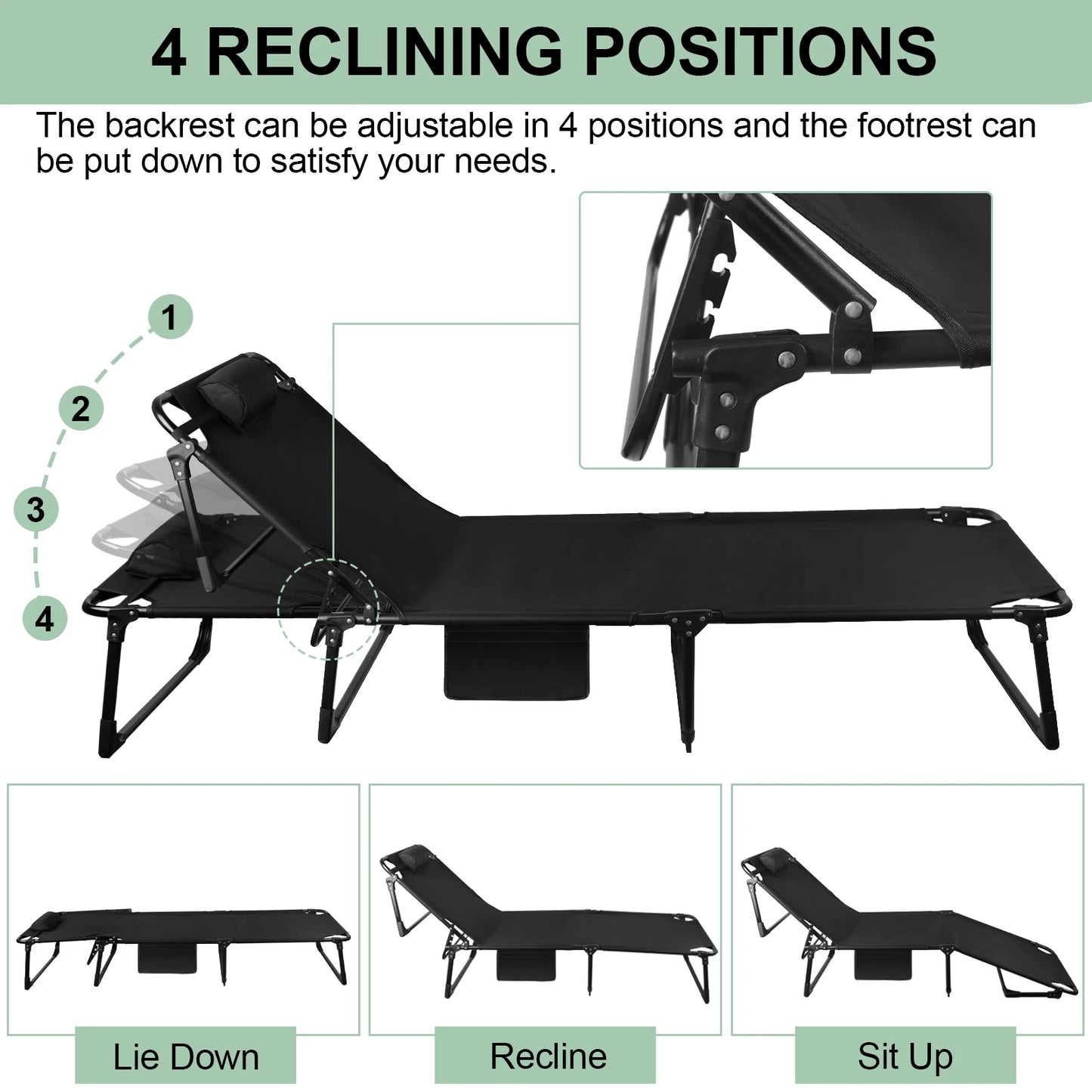 3-Position Portable Camping Cot
