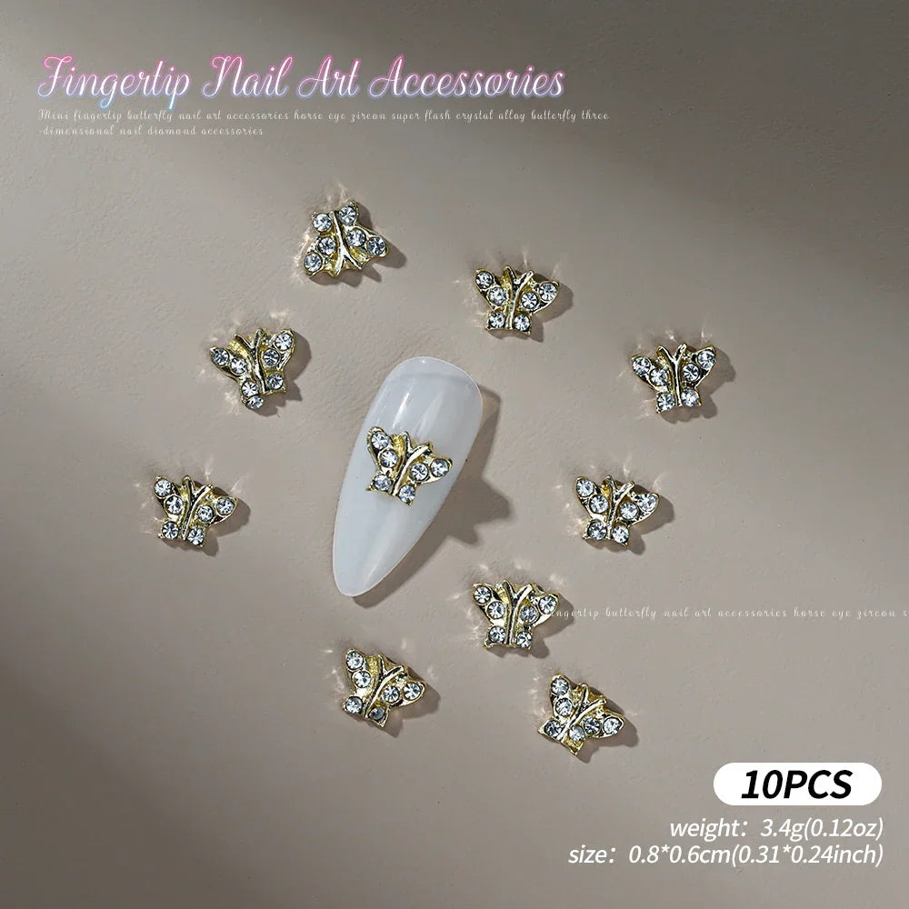 Gold/Silver Butterfly Nail Charms
