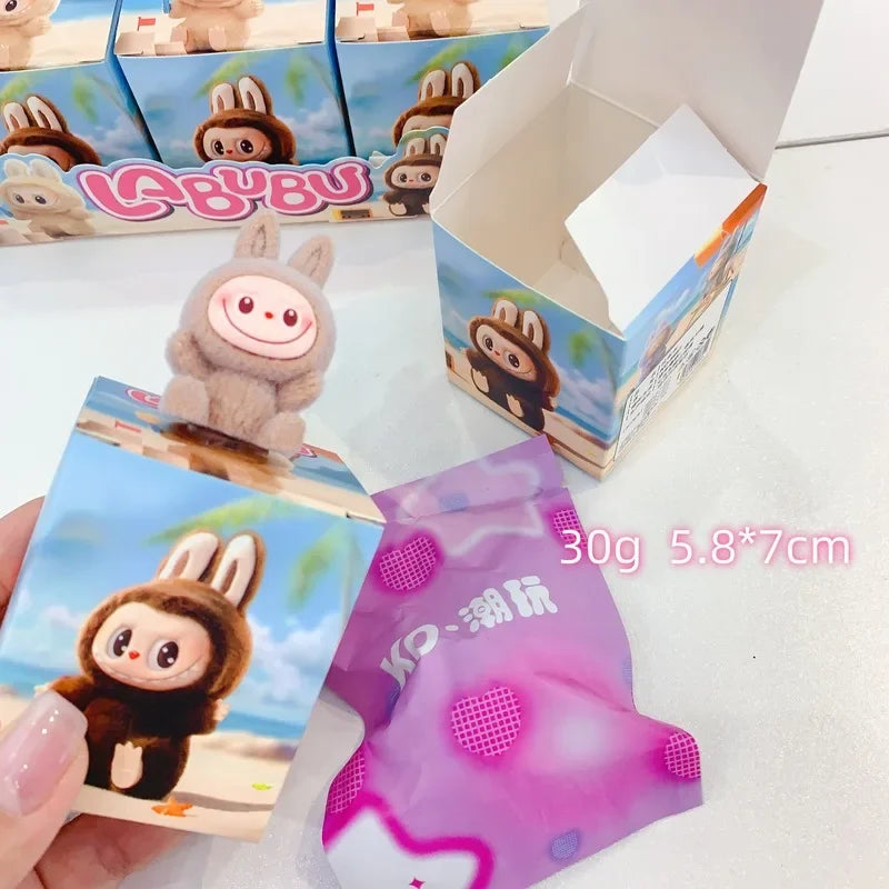 12pcs New Labubu Blind Box Cartoon Flocking Hand-Made Dolls