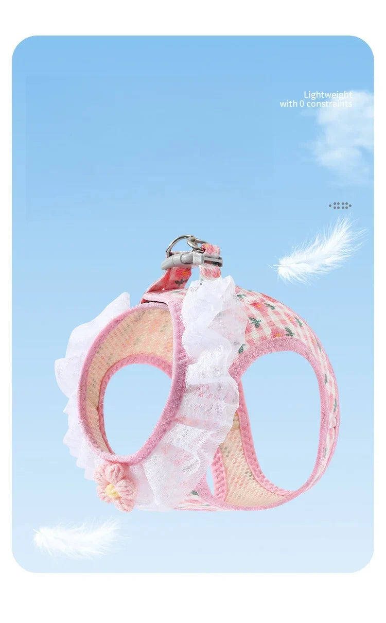 Floral Lace Pet Harness Set