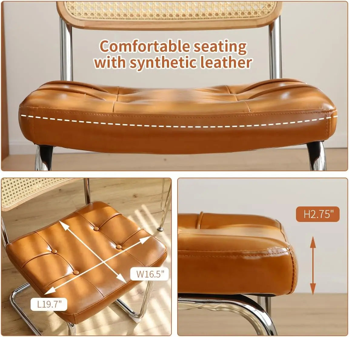 Modern Faux Leather Rattan Chairs