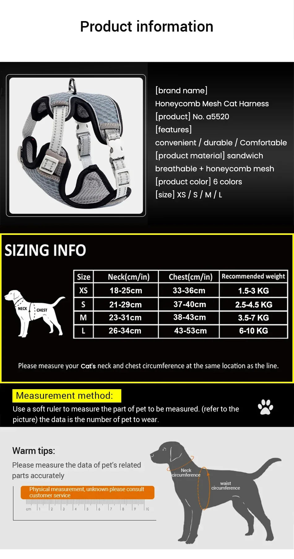 ATUBAN Escape-Proof Cat Harness