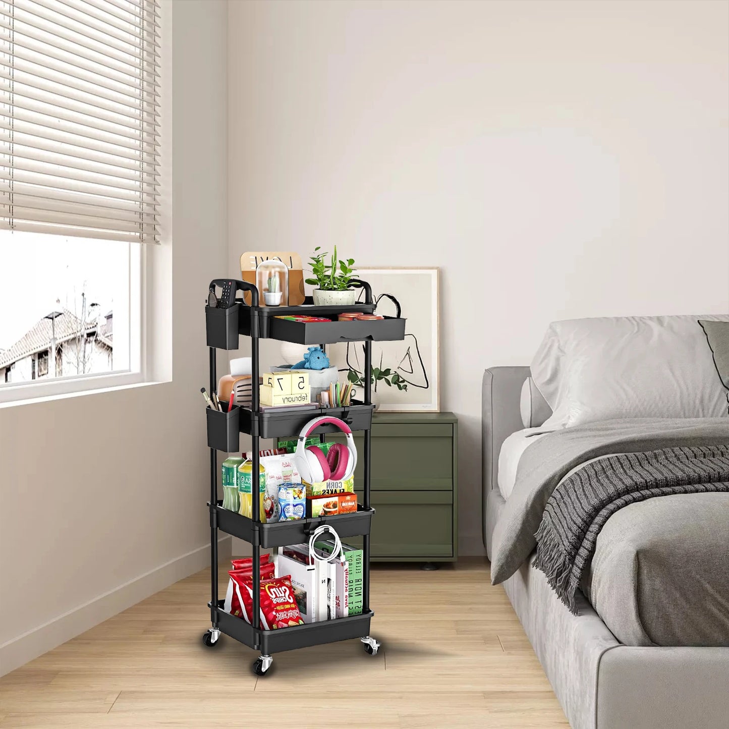 4-Tier Rolling Utility Cart with Drawer