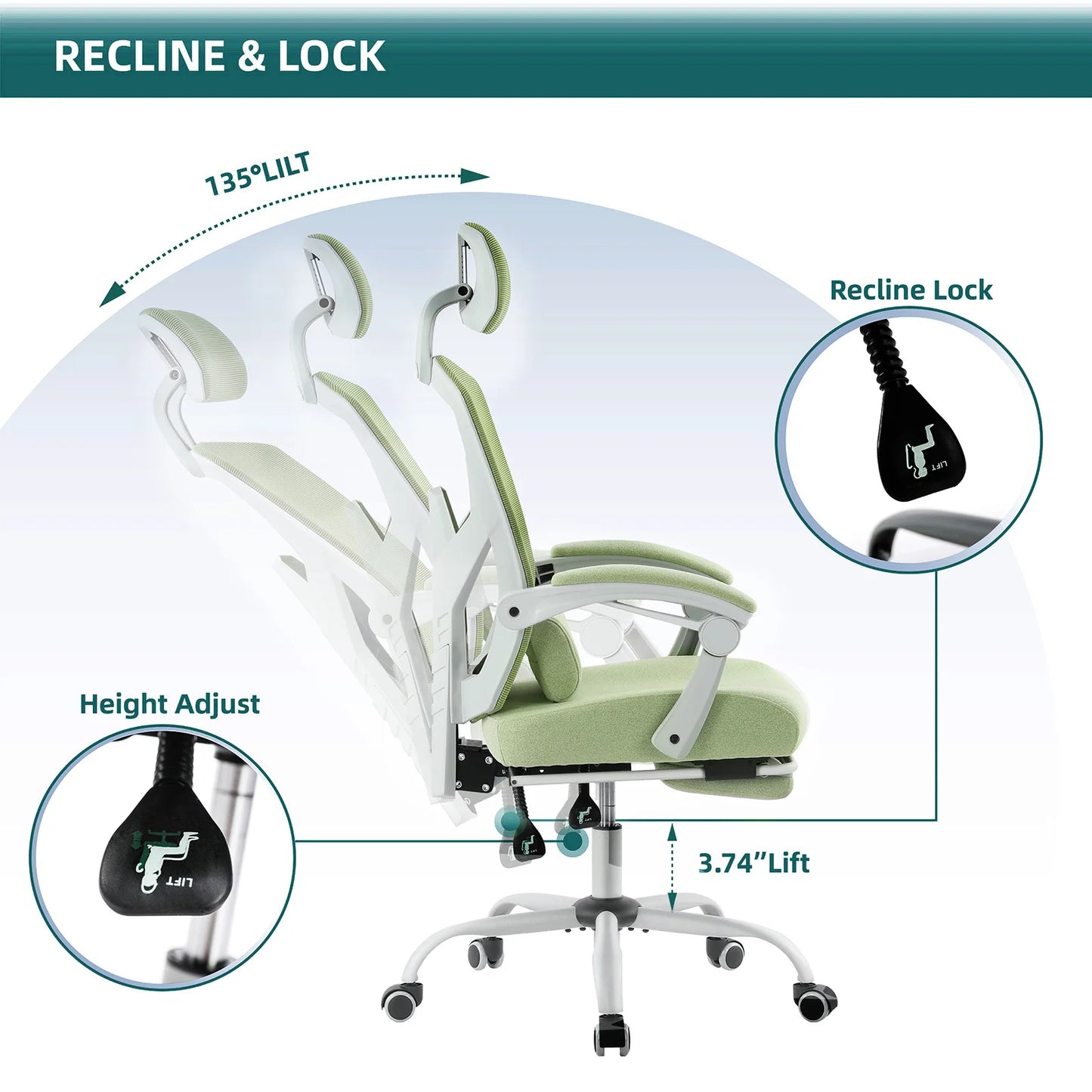 JHK High-Back Reclining Gaming Chair