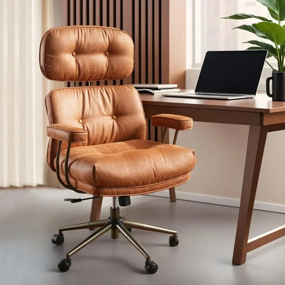 GUANGBAI Mid-Century Ergonomic Leather Chair