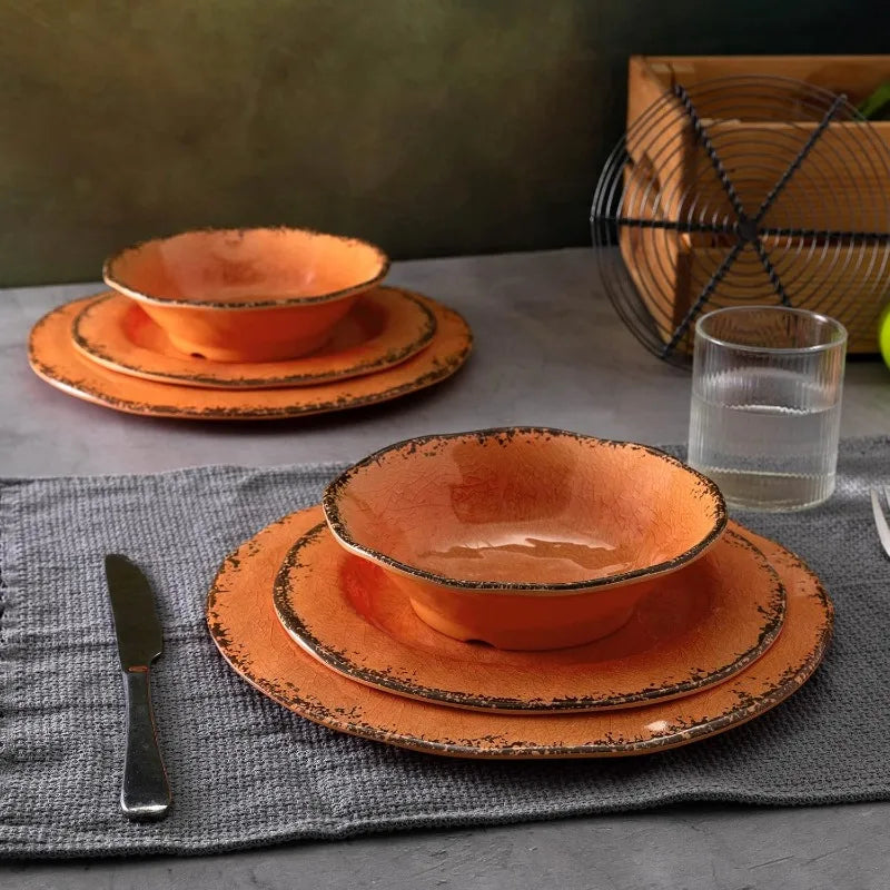 Crackle Melamine Dinnerware Set