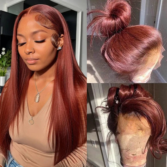 Reddish Brown Straight Lace Wig