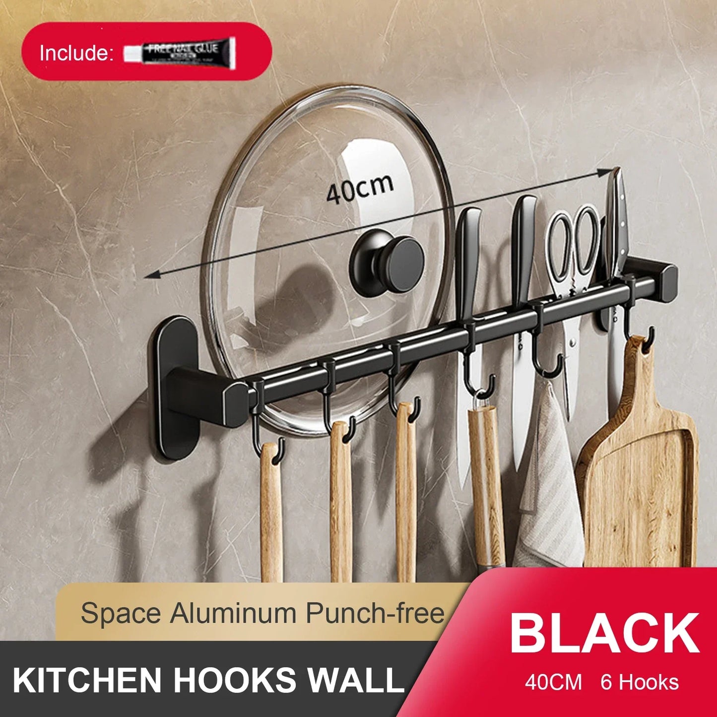 No-Punch Wall Kitchen Rack