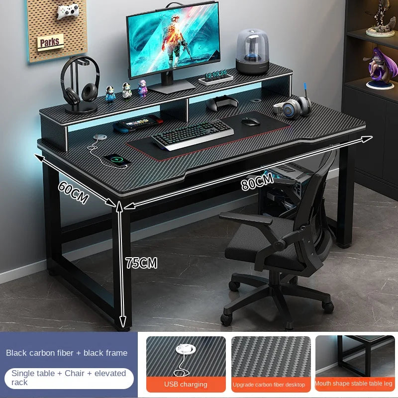 OLOEY European Black Metal Computer Desk