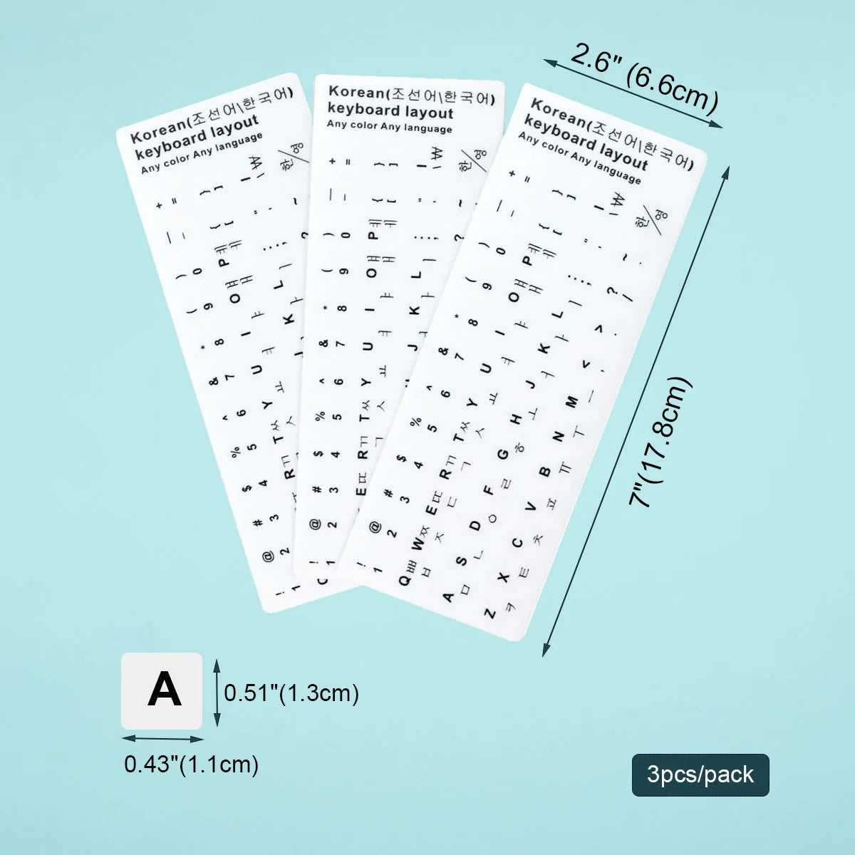 3pcs Multilingual Keyboard Stickers