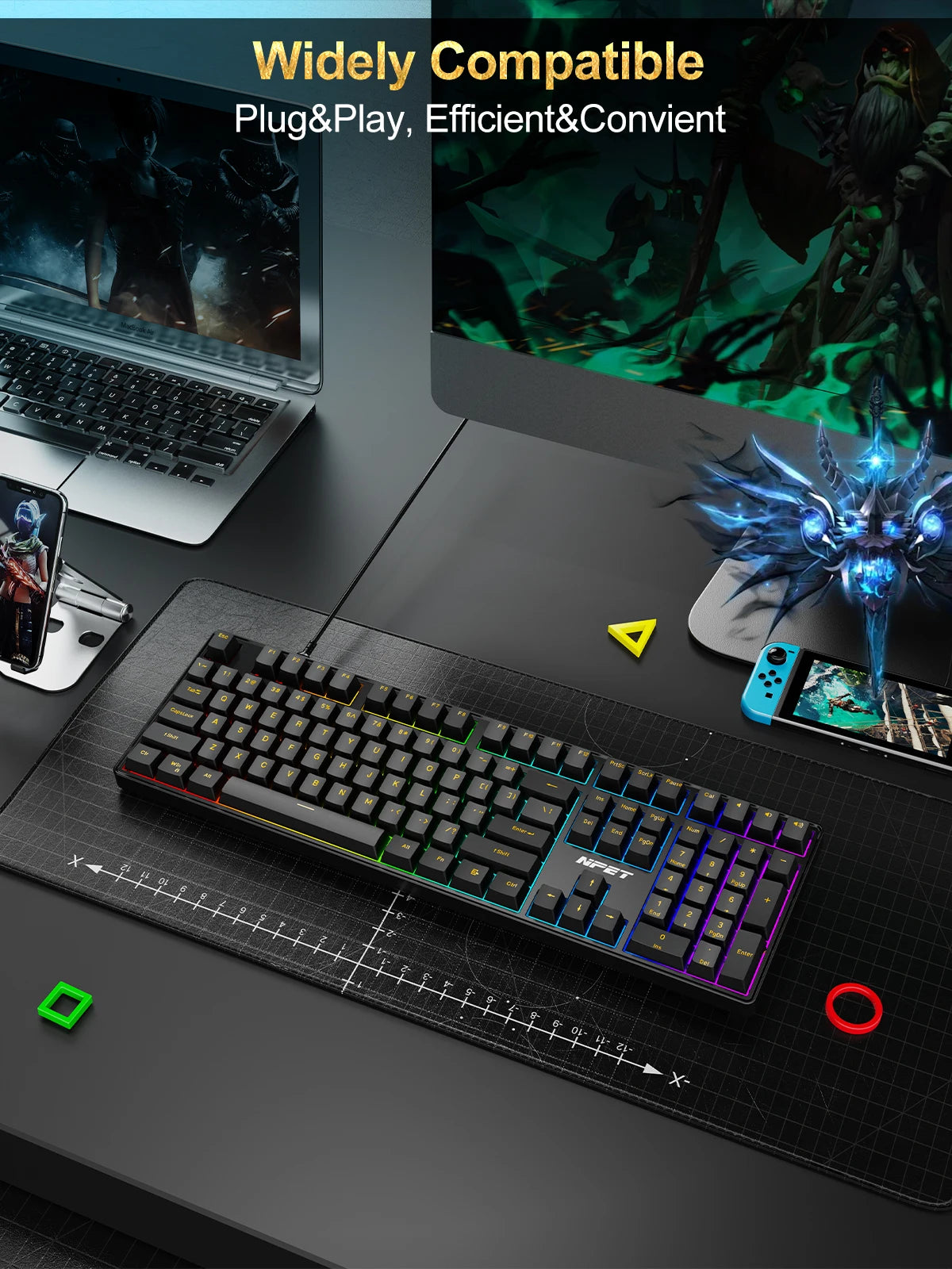 NPET 87 Keys RGB Keyboard