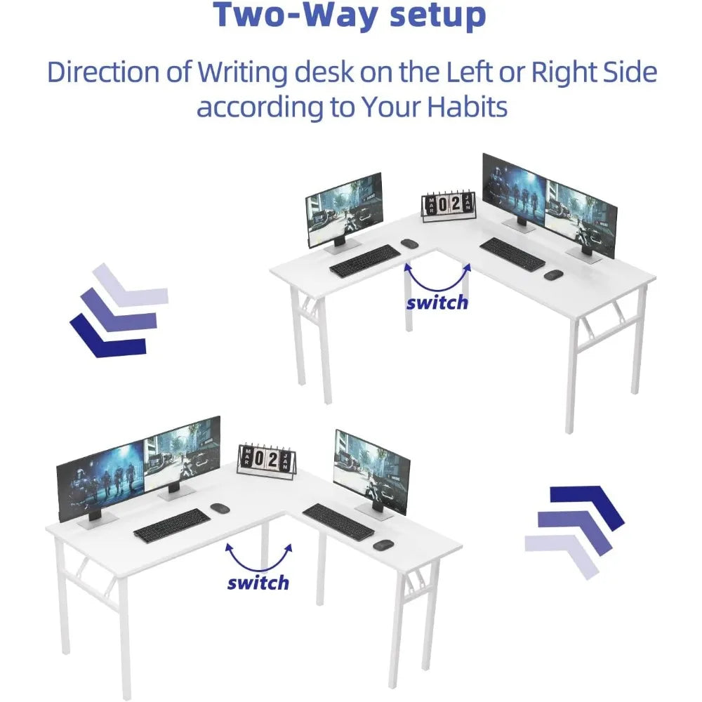 GUANGBAI Foldable L-Shaped Computer Desk