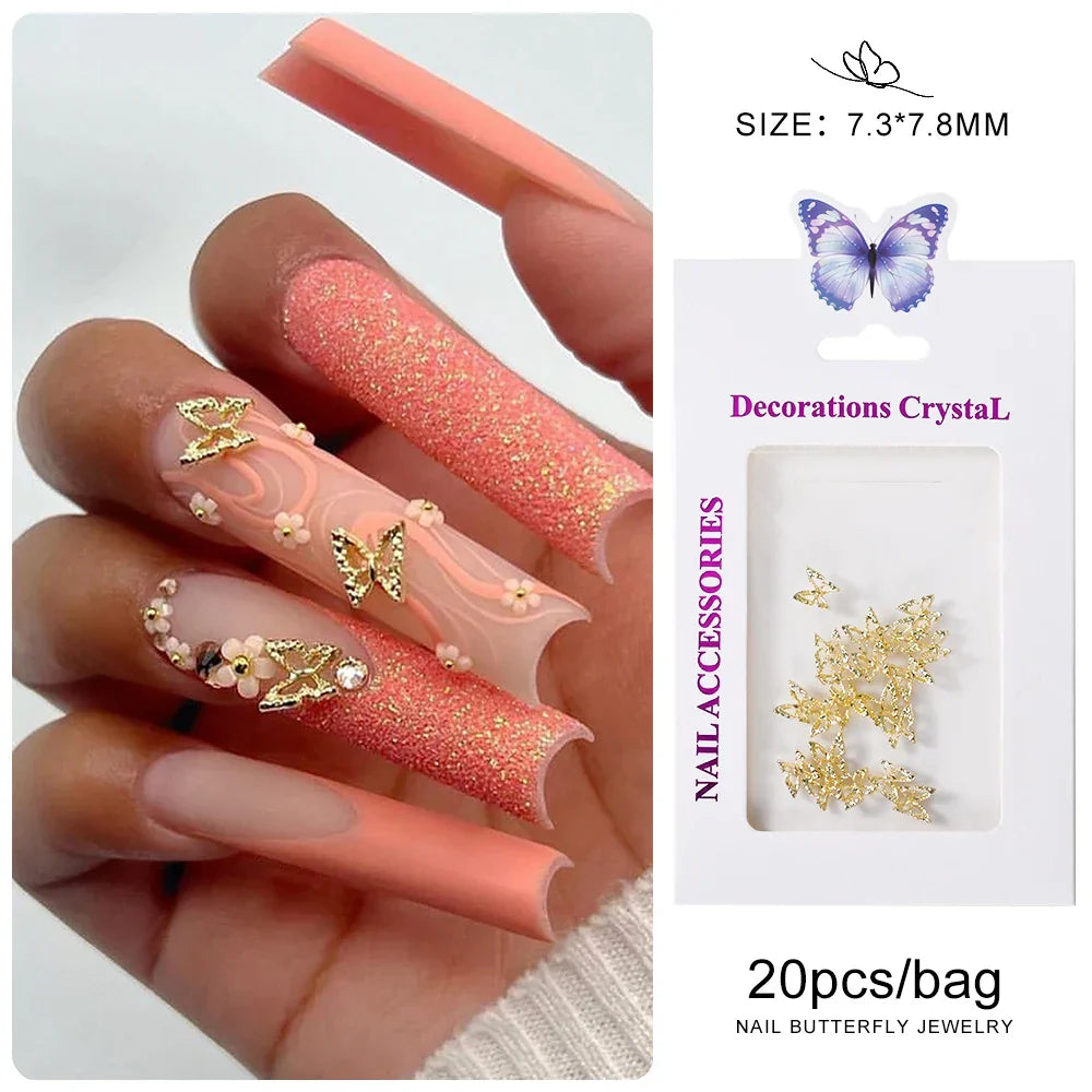 Gold/Silver Butterfly Nail Charms