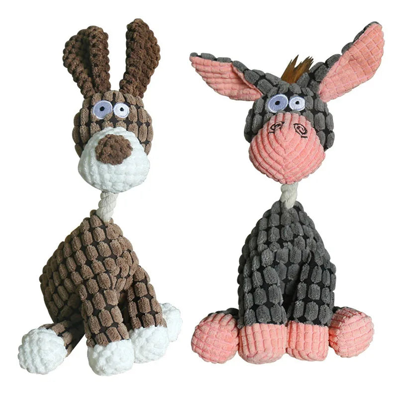YOUSE Corduroy Donkey Dog Chew Toy