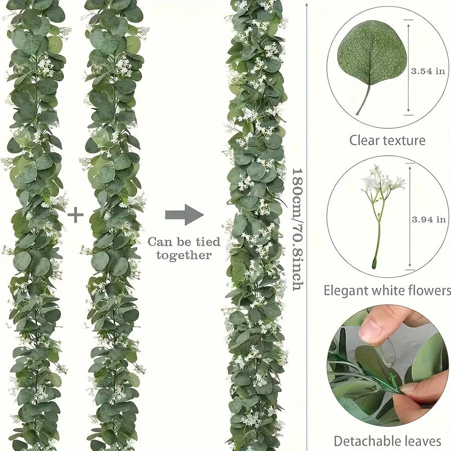 Faux Eucalyptus Garland with Flowers