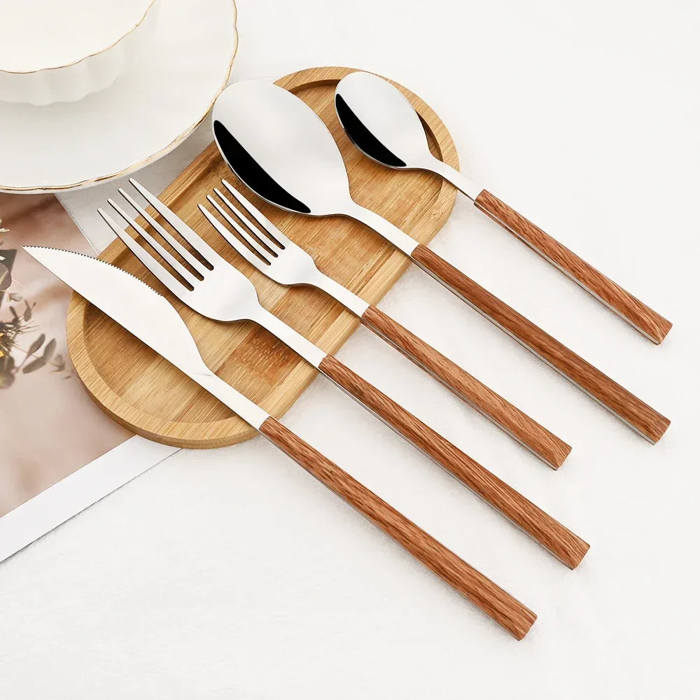 Stainless Steel Wooden Cutlery Set