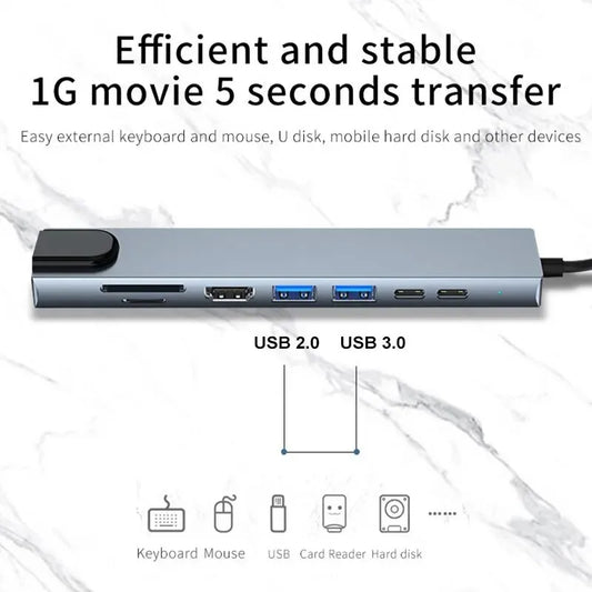 USB Type-C 8-in-1 Hub Adapter